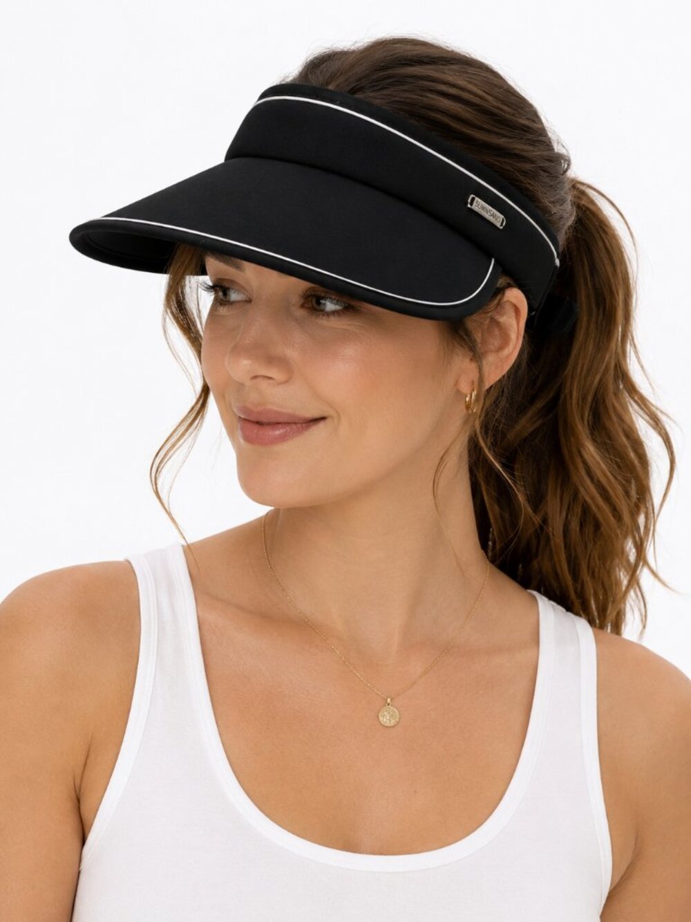 Sun N Sand Black UPF 50+ Wide Brim Visor Adjustable Sun Hat